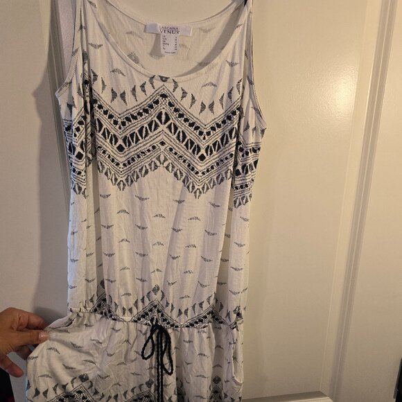 LASCANA FOR VENUS WOMENS CASUAL ROMPER SHORTS Small S Navy White Herringbone - Picture 3 of 13